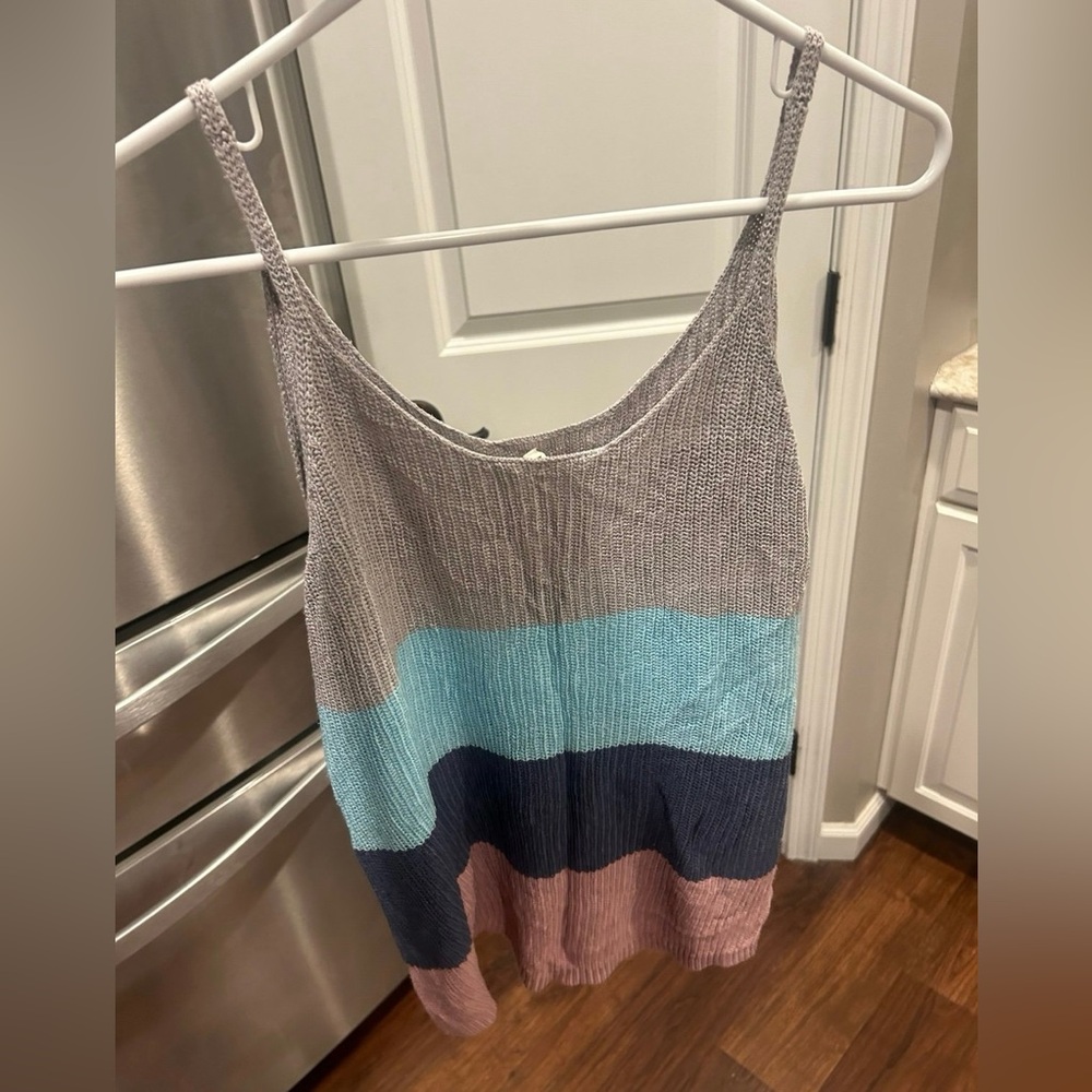 Women’s Striped Color Block Sweater Tank Top Large